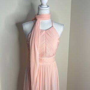 Cindy USA Elegant Peach Halter Chiffon Dress. Prom/Wedding. Small